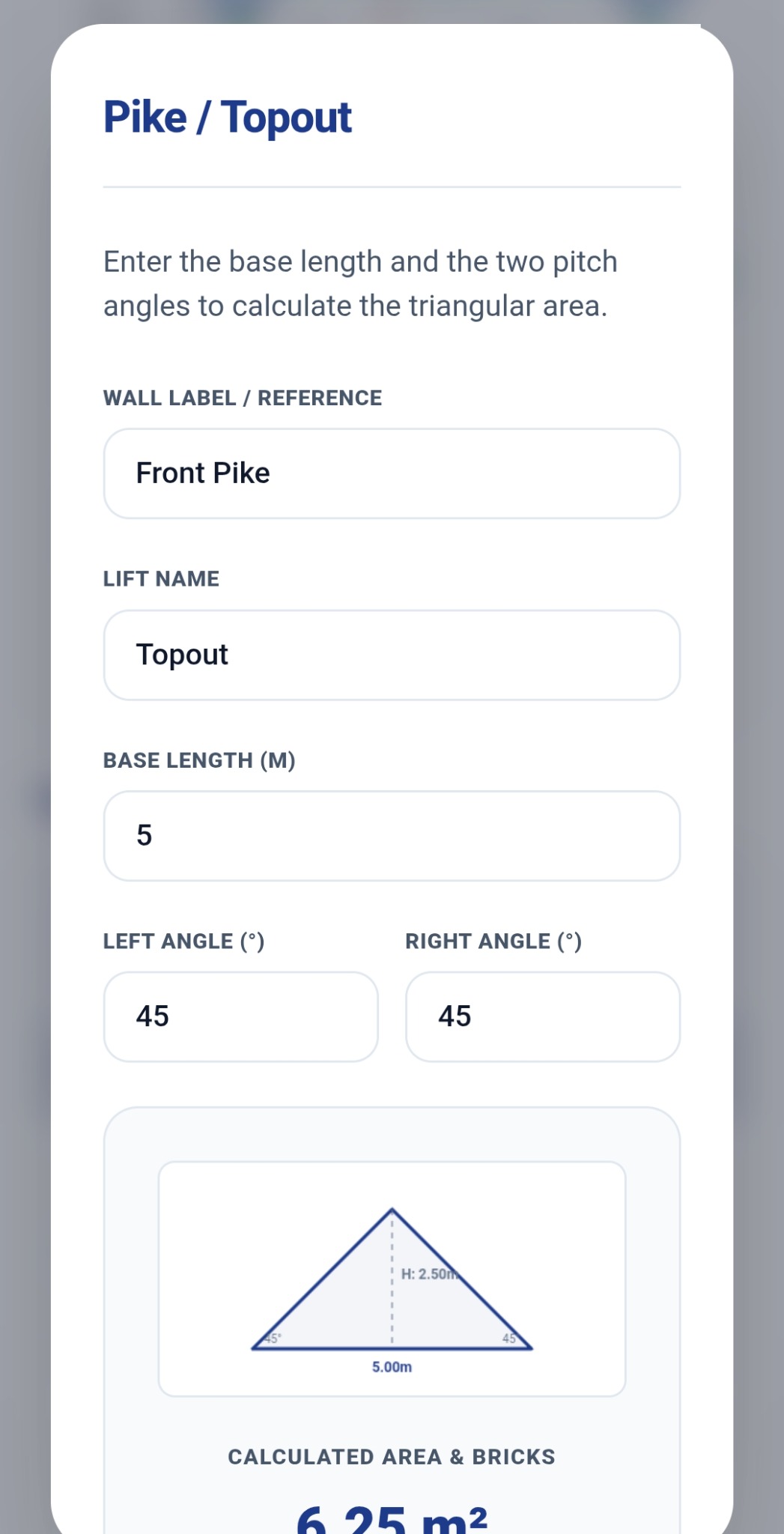 TallyTrowel Pike and Topout calculator